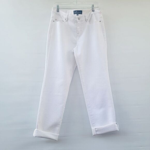 Hilton Hollis Womens 10 Minimalist White Straight Leg Mid Rise Neutral Jeans - Picture 2 of 9